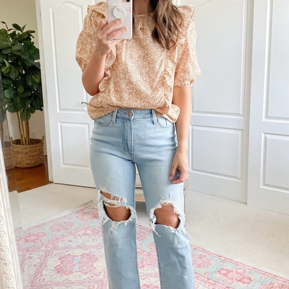 Universal Tread Floral Top with Ruffles